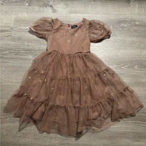 Lilt Girls Tan Gold Sparkly Stars Party Dress size 4